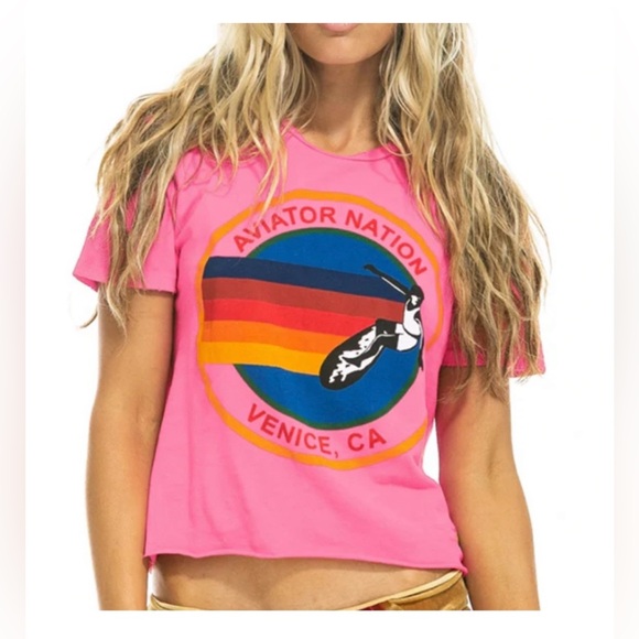 Aviator Nation Venice Surf Logo Boyfriend Tee Small - Picture 1 of 4